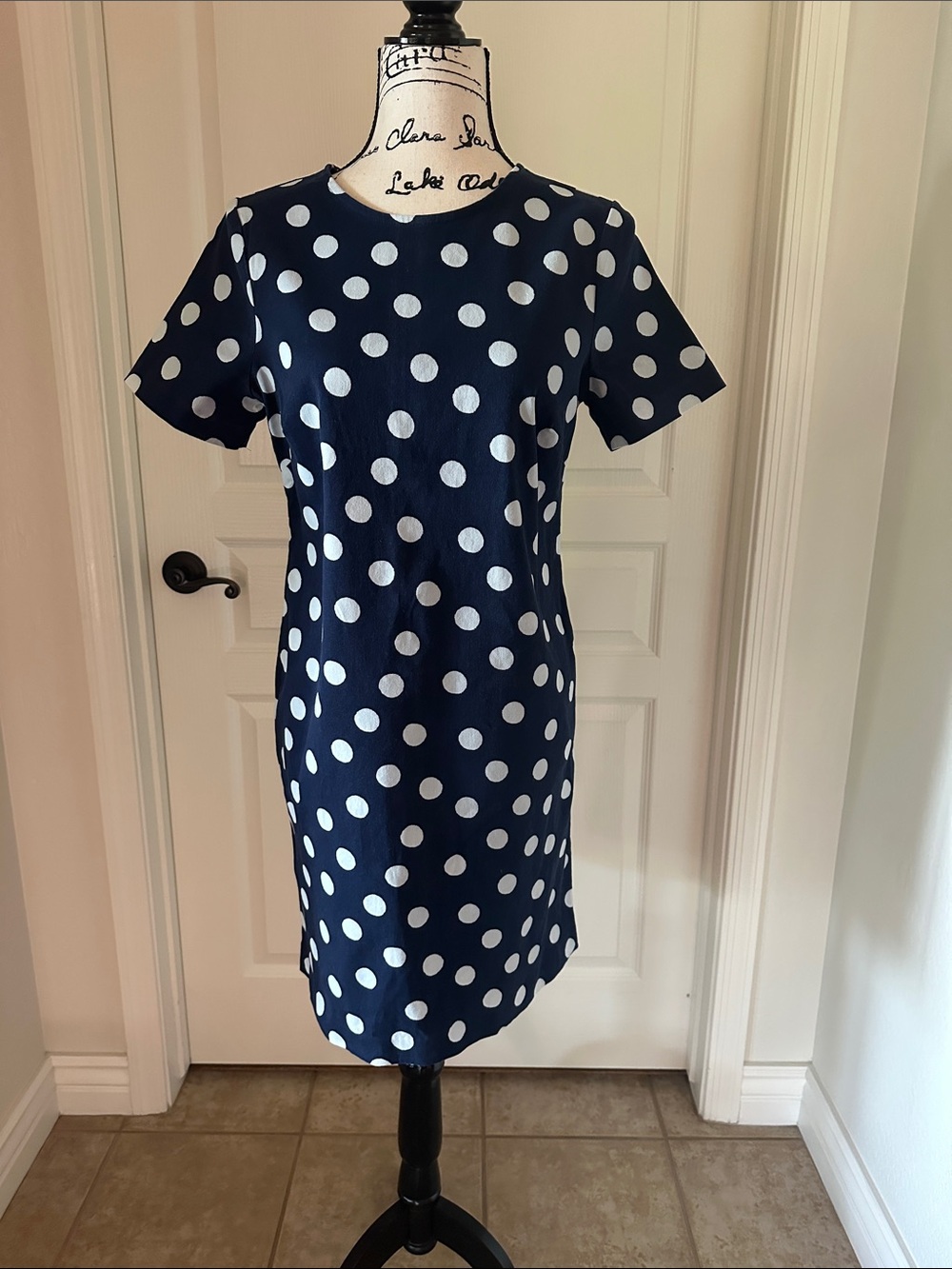 Boden Navy and White Polka Dot Mini Dress